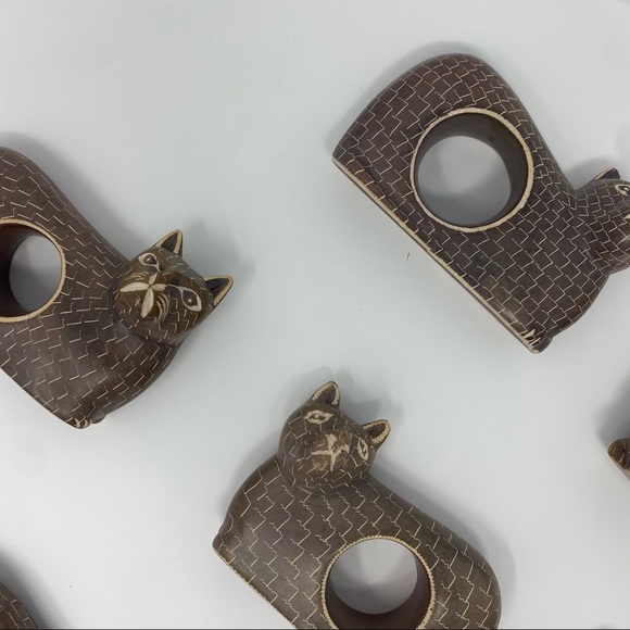 Vintage Sandstone Hand Carved Napkin Rings Set of 8 Made in Kenya - Picture 5 of 9